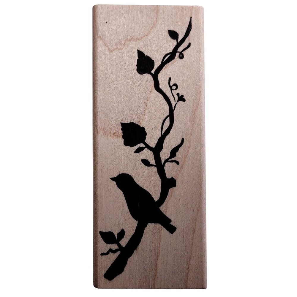 Bird Branch Rubber Stamp By Memory Box USA Wood-Mounted 4.5" X 1.5"